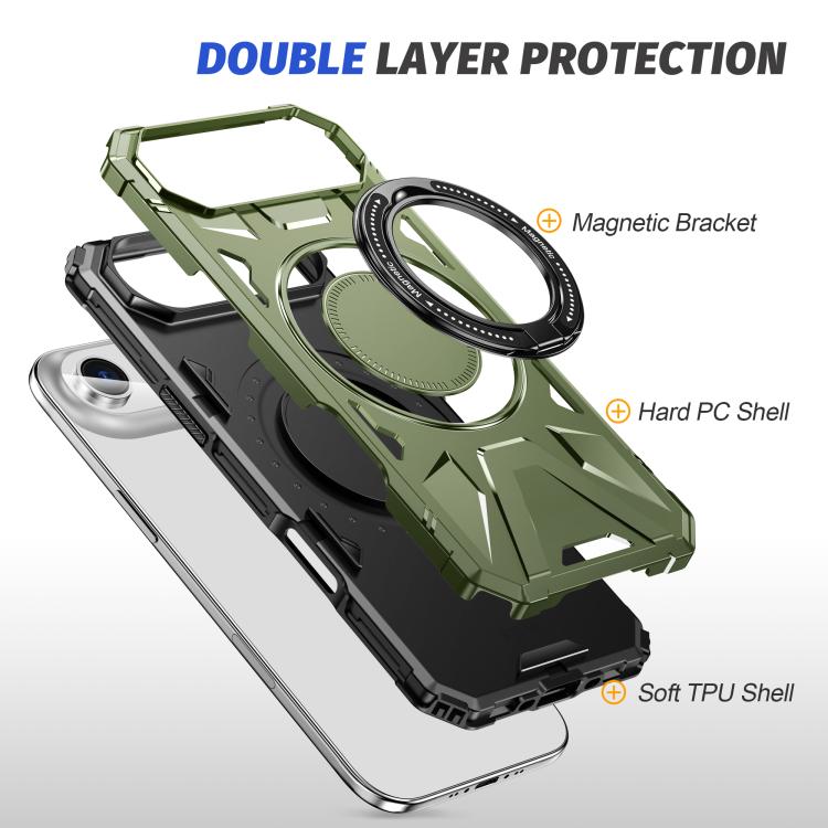For iPhone Air MagSafe Magnetic Shockproof Phone Case with Ring Holder(Dark Green) - iPhone Air Cases by buy2fix | Online Shopping UK | buy2fix