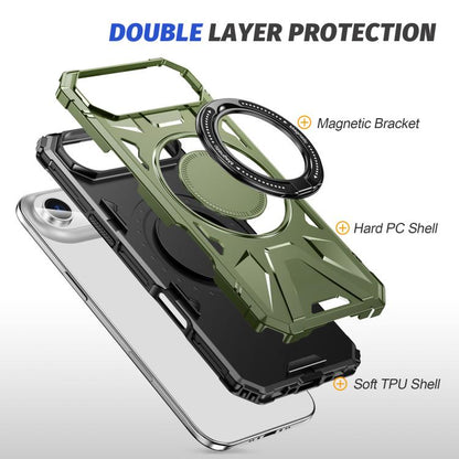 For iPhone Air MagSafe Magnetic Shockproof Phone Case with Ring Holder(Dark Green) - iPhone Air Cases by buy2fix | Online Shopping UK | buy2fix