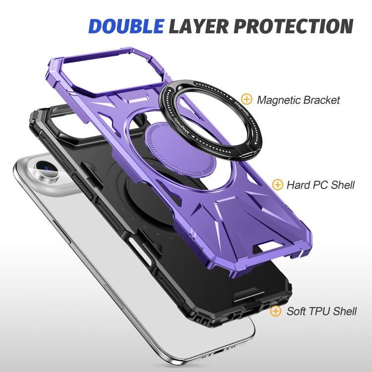 For iPhone Air MagSafe Magnetic Shockproof Phone Case with Ring Holder(Purple) - iPhone Air Cases by buy2fix | Online Shopping UK | buy2fix