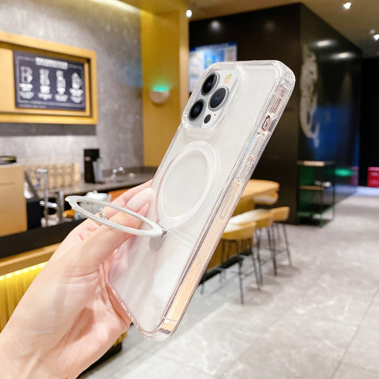 For iPhone 15 Pro Glitter MagSafe Magnetic Phone Case with Stand(White) - iPhone 15 Pro Cases by buy2fix | Online Shopping UK | buy2fix