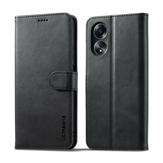 For OPPO A18 4G / A38 4G LC.IMEEKE Calf Texture Horizontal Flip Leather Case(Black) - OPPO Cases by LC.IMEEKE | Online Shopping UK | buy2fix