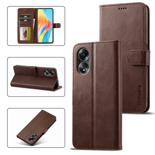 For OPPO Reno8 T 4G LC.IMEEKE Calf Texture Horizontal Flip Leather Case(Brown)
