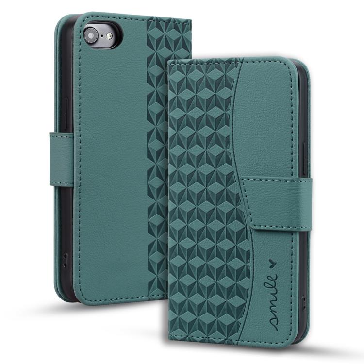 For iPhone 16e Business Diamond Buckle Leather Phone Case with Lanyard(Green) - iPhone 16e Cases by buy2fix | Online Shopping UK | buy2fix