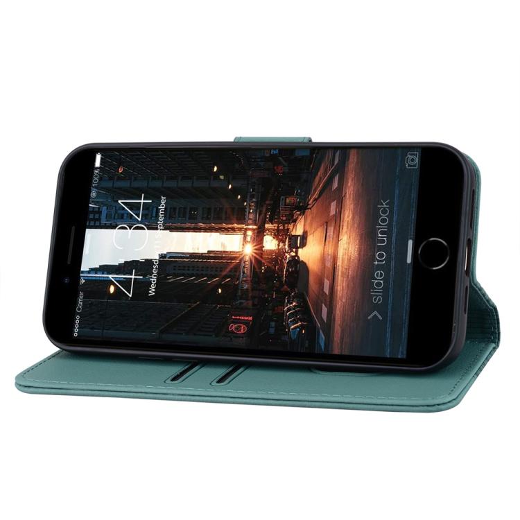 For iPhone 16e Business Diamond Buckle Leather Phone Case with Lanyard(Green) - iPhone 16e Cases by buy2fix | Online Shopping UK | buy2fix