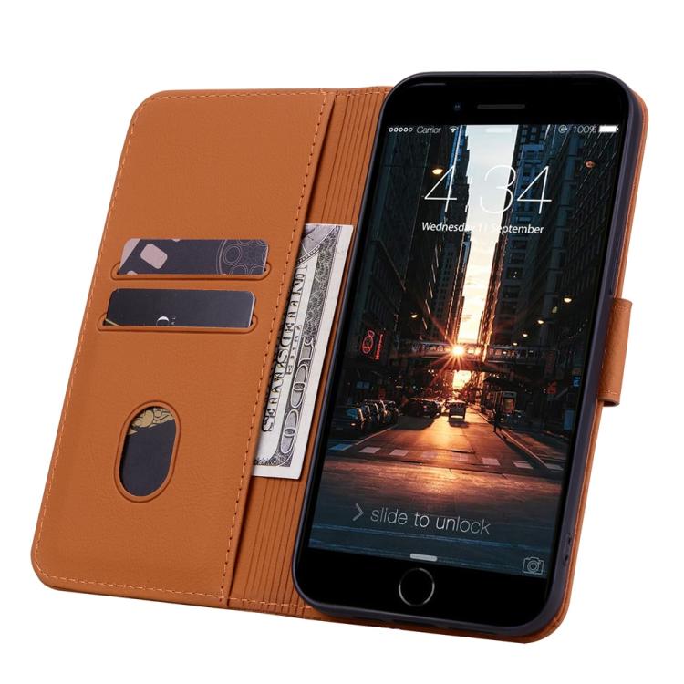 For iPhone 16e Business Diamond Buckle Leather Phone Case with Lanyard(Brown) - iPhone 16e Cases by buy2fix | Online Shopping UK | buy2fix
