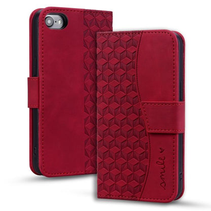For iPhone 16e Business Diamond Buckle Leather Phone Case with Lanyard(Wine Red) - iPhone 16e Cases by buy2fix | Online Shopping UK | buy2fix