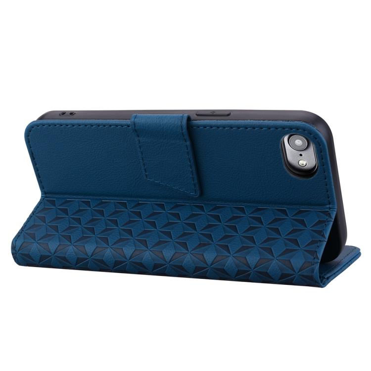 For iPhone 16e Business Diamond Buckle Leather Phone Case with Lanyard(Royal Blue) - iPhone 16e Cases by buy2fix | Online Shopping UK | buy2fix