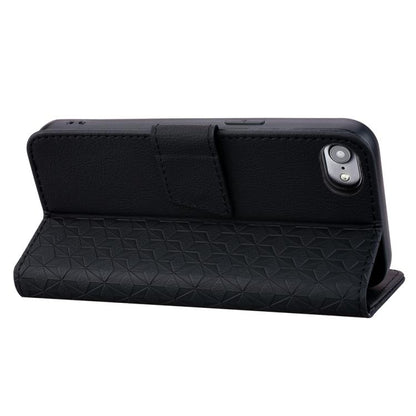 For iPhone 16e Business Diamond Buckle Leather Phone Case with Lanyard(Black) - iPhone 16e Cases by buy2fix | Online Shopping UK | buy2fix