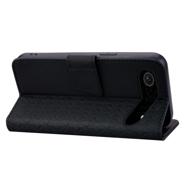 For iPhone Air Business Diamond Buckle Leather Phone Case with Lanyard(Black) - iPhone Air Cases by buy2fix | Online Shopping UK | buy2fix