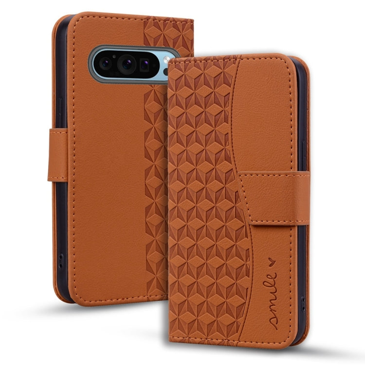 For Google Pixel 10 / 10 Pro / 9 / 9 Pro Business Diamond Buckle Leather Phone Case with Lanyard(Brown) by buy2fix