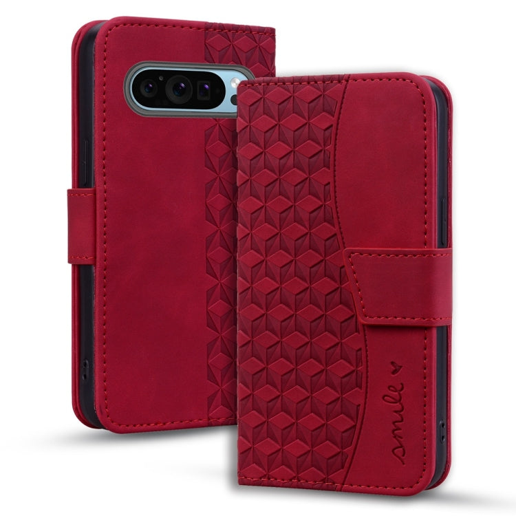 For Google Pixel 10 / 10 Pro / 9 / 9 Pro Business Diamond Buckle Leather Phone Case with Lanyard(Wine Red) by buy2fix