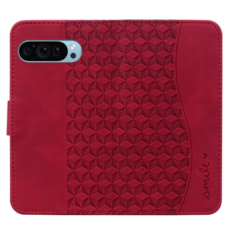 For Google Pixel 10 / 10 Pro / 9 / 9 Pro Business Diamond Buckle Leather Phone Case with Lanyard(Wine Red) by buy2fix