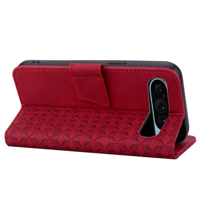 For Google Pixel 10 Pro XL / Pixel 9 Pro XL Business Diamond Buckle Leather Phone Case with Lanyard(Wine Red) by buy2fix