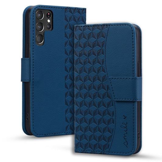 For Samsung Galaxy S22 Ultra 5G Diamond Buckle Leather Phone Case with Lanyard(Royal Blue) by buy2fix