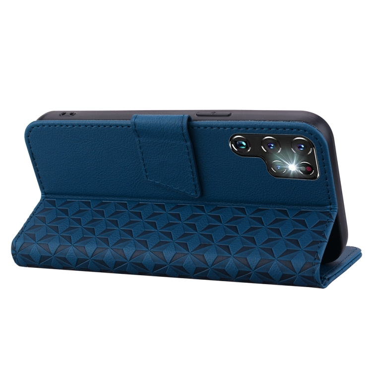 For Samsung Galaxy S22 Ultra 5G Diamond Buckle Leather Phone Case with Lanyard(Royal Blue) by buy2fix