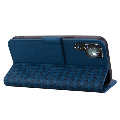 For Samsung Galaxy S22 Ultra 5G Diamond Buckle Leather Phone Case with Lanyard(Royal Blue) by buy2fix