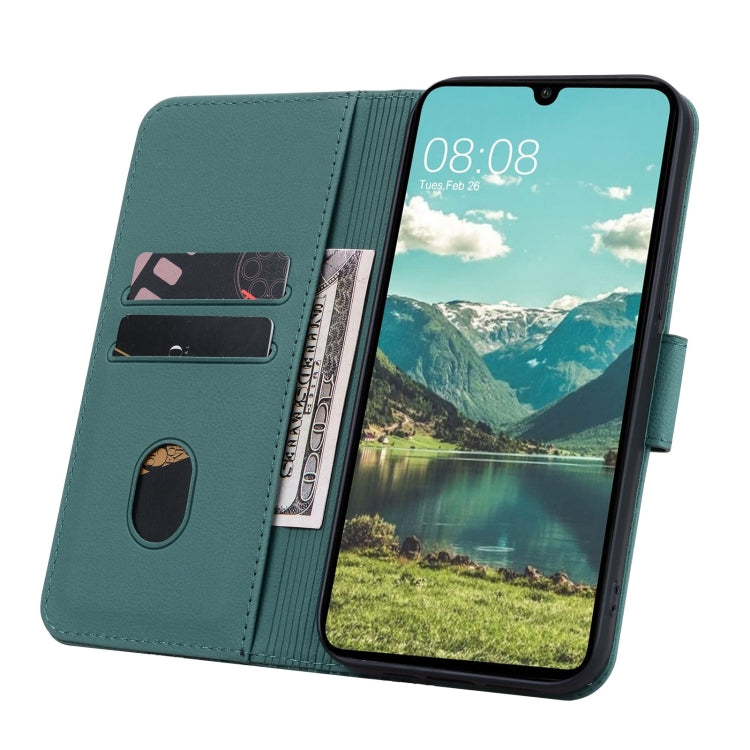 For Samsung Galaxy A55 5G Diamond Buckle Leather Phone Case with Lanyard(Green) by buy2fix