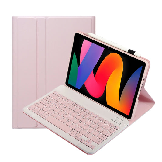 For Xiaomi Redmi Pad SE 11 inch A0N9 Lambskin Texture Ultra-thin Detachable Bluetooth Keyboard Leather Case(Pink) - Xiaomi Keyboard by buy2fix | Online Shopping UK | buy2fix