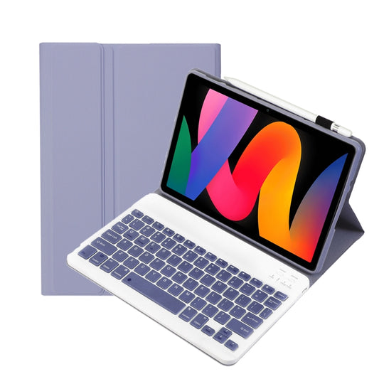 For Xiaomi Redmi Pad SE 11 inch A0N9 Lambskin Texture Ultra-thin Detachable Bluetooth Keyboard Leather Case(Purple) - Xiaomi Keyboard by buy2fix | Online Shopping UK | buy2fix