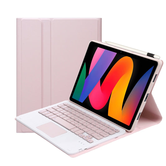 For Xiaomi Redmi Pad SE 11 inch A0N9-A Lambskin Texture Ultra-thin Detachable Bluetooth Keyboard Leather Case with Touchpad(Pink) - Xiaomi Keyboard by buy2fix | Online Shopping UK | buy2fix