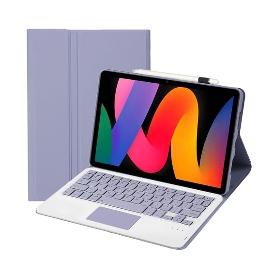 For Xiaomi Redmi Pad SE 11 inch A0N9-A Lambskin Texture Ultra-thin Detachable Bluetooth Keyboard Leather Case with Touchpad(Purple) - Xiaomi Keyboard by buy2fix | Online Shopping UK | buy2fix