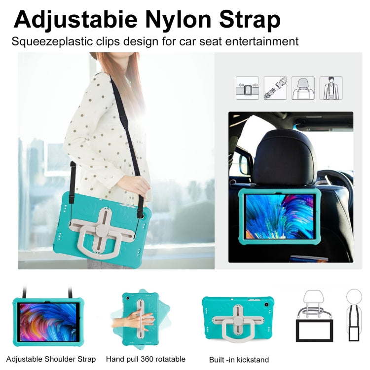 For Samsung Galaxy Tab A9+ Shield 360 Rotation Handle EVA Shockproof PC Tablet Case(Mint Green Beige) - Galaxy Tab A9+ by buy2fix | Online Shopping UK | buy2fix