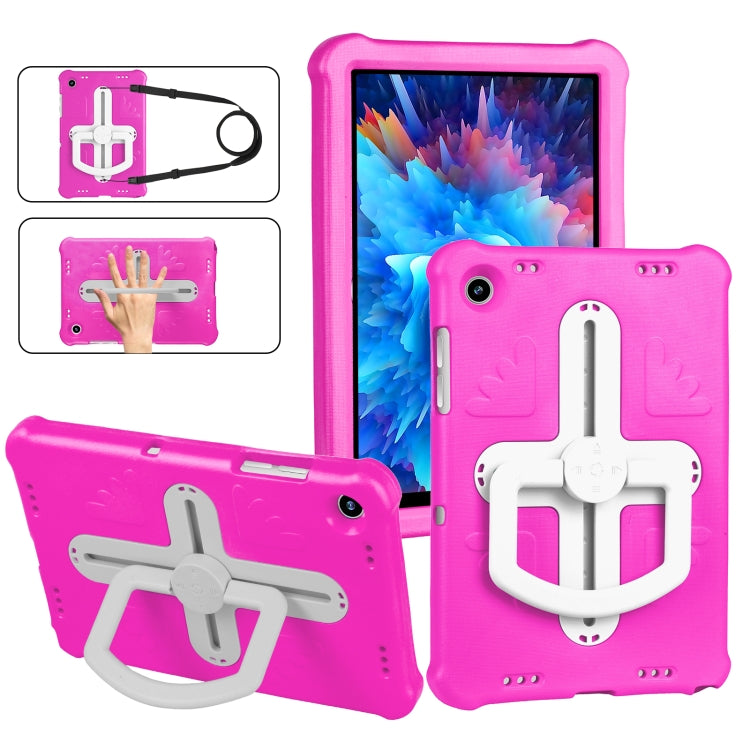 For Samsung Galaxy Tab A9+ / A11+ Shield 360 Rotation Handle EVA Shockproof PC Tablet Case(Rose Red Beige) - Galaxy Tab A9+ by buy2fix | Online Shopping UK | buy2fix