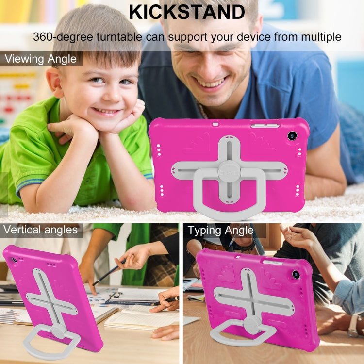 For Samsung Galaxy Tab A9+ / A11+ Shield 360 Rotation Handle EVA Shockproof PC Tablet Case(Rose Red Beige) - Galaxy Tab A9+ by buy2fix | Online Shopping UK | buy2fix