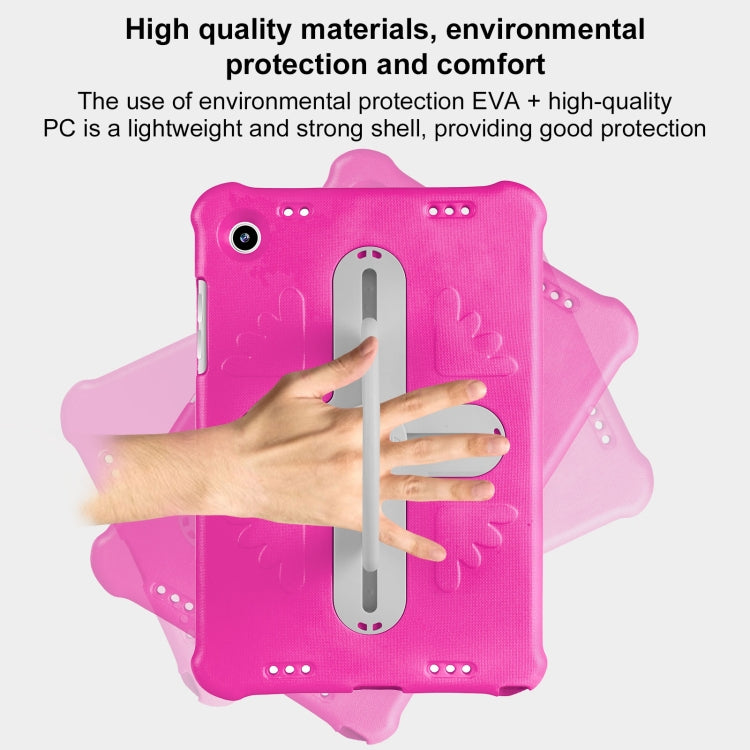 For Samsung Galaxy Tab A9+ / A11+ Shield 360 Rotation Handle EVA Shockproof PC Tablet Case(Rose Red Beige) - Galaxy Tab A9+ by buy2fix | Online Shopping UK | buy2fix