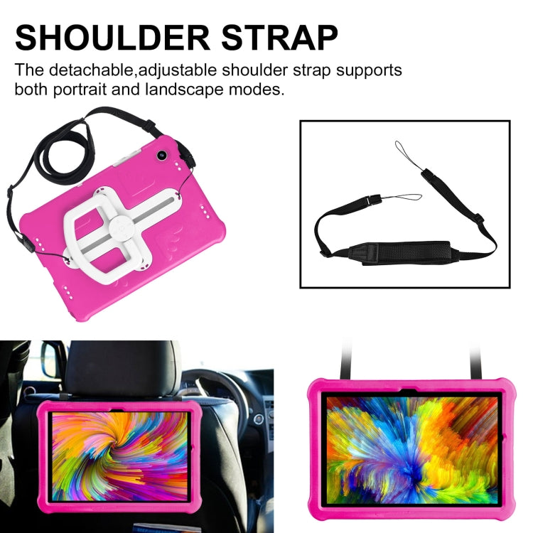 For Samsung Galaxy Tab A9+ / A11+ Shield 360 Rotation Handle EVA Shockproof PC Tablet Case(Rose Red Beige) - Galaxy Tab A9+ by buy2fix | Online Shopping UK | buy2fix