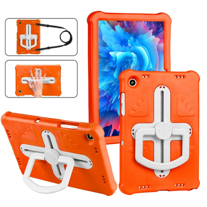 For Samsung Galaxy Tab A9+ Shield 360 Rotation Handle EVA Shockproof PC Tablet Case(Orange Beige) - Galaxy Tab A9+ by buy2fix | Online Shopping UK | buy2fix