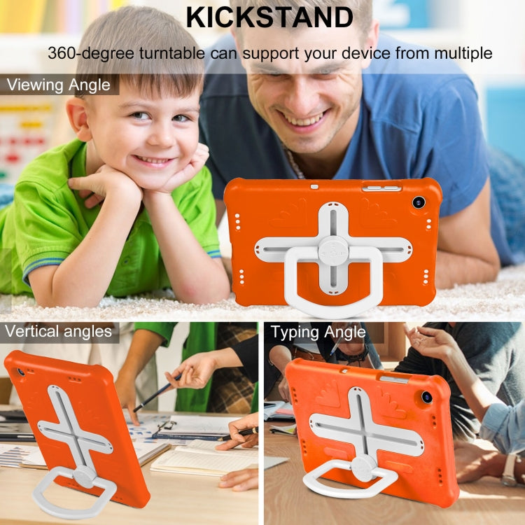 For Samsung Galaxy Tab A9+ Shield 360 Rotation Handle EVA Shockproof PC Tablet Case(Orange Beige) - Galaxy Tab A9+ by buy2fix | Online Shopping UK | buy2fix