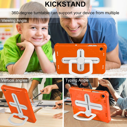 For Samsung Galaxy Tab A9+ Shield 360 Rotation Handle EVA Shockproof PC Tablet Case(Orange Beige) - Galaxy Tab A9+ by buy2fix | Online Shopping UK | buy2fix