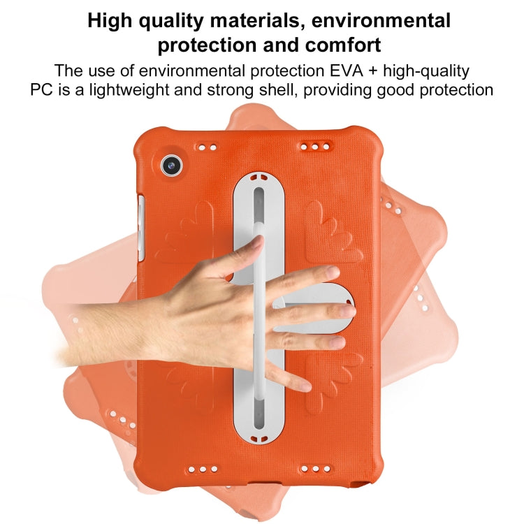 For Samsung Galaxy Tab A9+ Shield 360 Rotation Handle EVA Shockproof PC Tablet Case(Orange Beige) - Galaxy Tab A9+ by buy2fix | Online Shopping UK | buy2fix