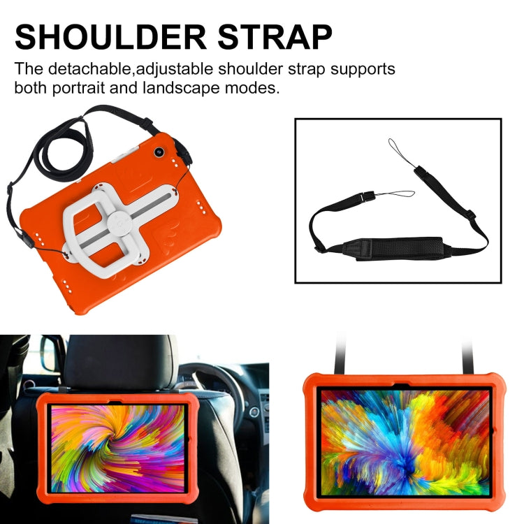 For Samsung Galaxy Tab A9+ Shield 360 Rotation Handle EVA Shockproof PC Tablet Case(Orange Beige) - Galaxy Tab A9+ by buy2fix | Online Shopping UK | buy2fix