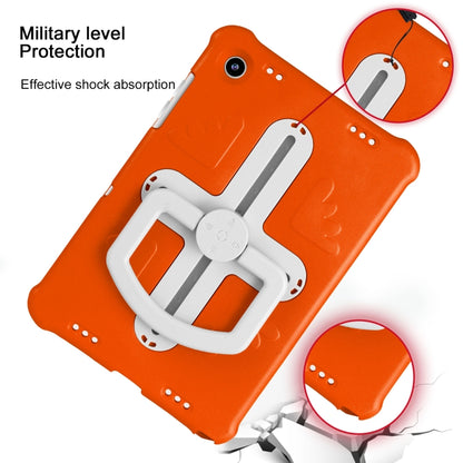 For Samsung Galaxy Tab A9+ Shield 360 Rotation Handle EVA Shockproof PC Tablet Case(Orange Beige) - Galaxy Tab A9+ by buy2fix | Online Shopping UK | buy2fix