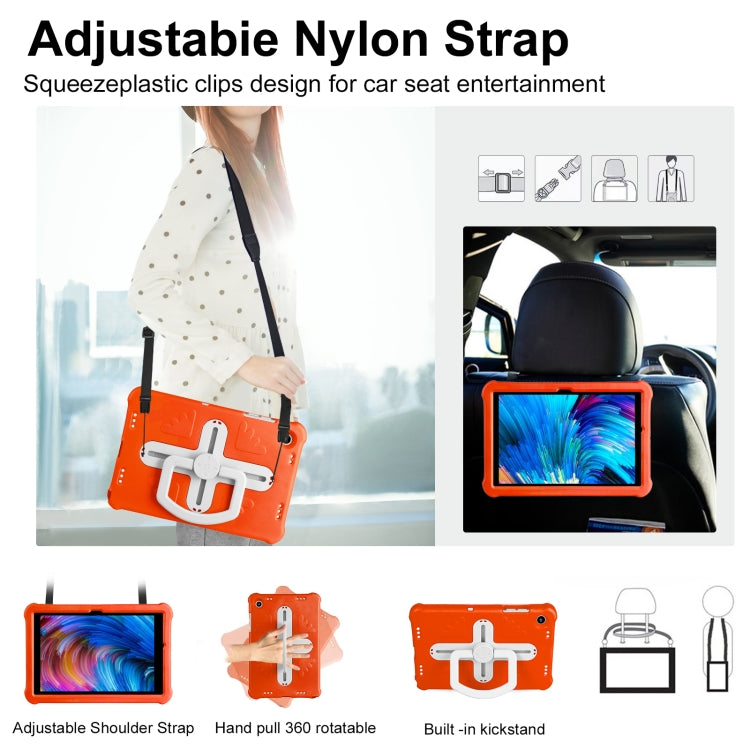 For Samsung Galaxy Tab A9+ Shield 360 Rotation Handle EVA Shockproof PC Tablet Case(Orange Beige) - Galaxy Tab A9+ by buy2fix | Online Shopping UK | buy2fix