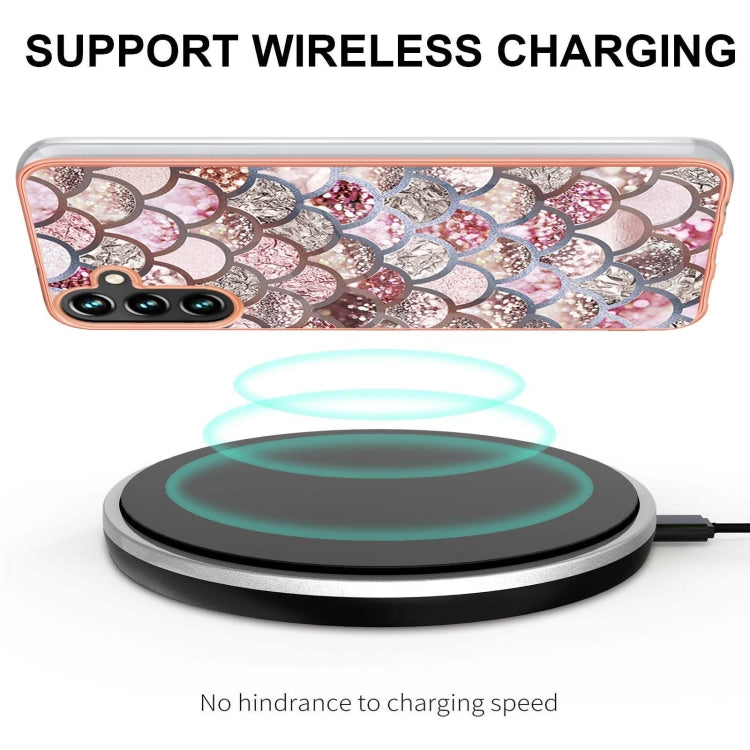 For Samsung Galaxy A55 5G Electroplating IMD TPU Phone Case(Pink Scales) by buy2fix