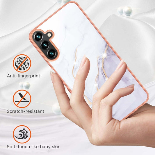 For Samsung Galaxy A55 5G Electroplating Marble Dual-side IMD Phone Case(White 006) by buy2fix