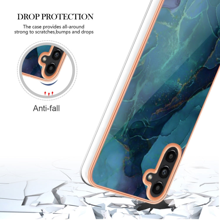 For Samsung Galaxy A55 5G Electroplating Marble Dual-side IMD Phone Case(Green 017) by buy2fix