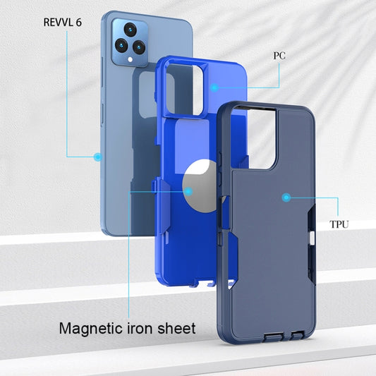 For T-Mobile REVVL 6 Pro 2 in 1 PC Hybrid TPU Phone Case(Gray+Fluorescent Green) - More Brand by buy2fix | Online Shopping UK | buy2fix