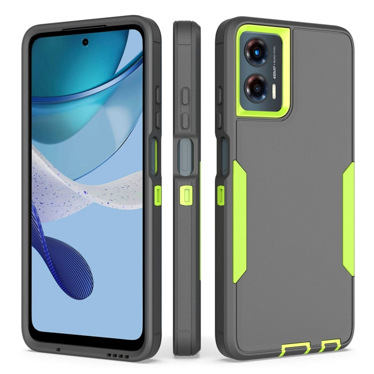 For Motorola Moto G 5G 2024 / G Play 2024 2 in 1 PC Hybrid TPU Phone Case(Gray+Fluorescent Green) by buy2fix