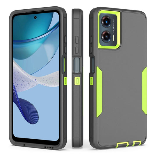 For Motorola Moto G 5G 2024 / G Play 2024 2 in 1 PC Hybrid TPU Phone Case(Gray+Fluorescent Green) by buy2fix