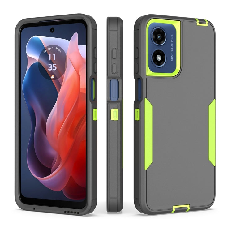 For Motorola Moto G Play 4G 2024 2 in 1 PC Hybrid TPU Phone Case(Gray+Fluorescent Green) by buy2fix