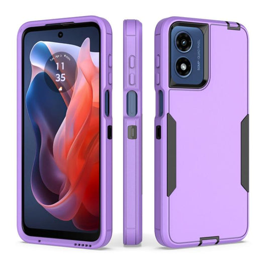For Motorola Moto G Play 4G 2024 2 in 1 PC Hybrid TPU Phone Case(Purple+Black) by buy2fix