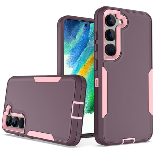 For Samsung Galaxy S23+ 5G 2 in 1 PC Hybrid TPU Phone Case(Purple Red+Pink)