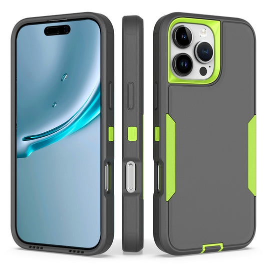 For iPhone 16 Pro Max 2 in 1 PC Hybrid TPU Phone Case(Gray+Fluorescent Green) - iPhone 16 Pro Max Cases by buy2fix | Online Shopping UK | buy2fix