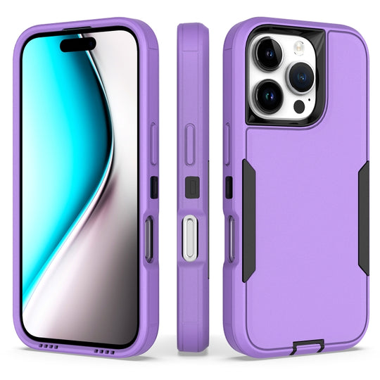 For iPhone 16 Pro 2 in 1 PC Hybrid TPU Phone Case(Purple+Black)
