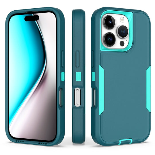 For iPhone 16 Pro 2 in 1 PC Hybrid TPU Phone Case(Blue+Blue Green)