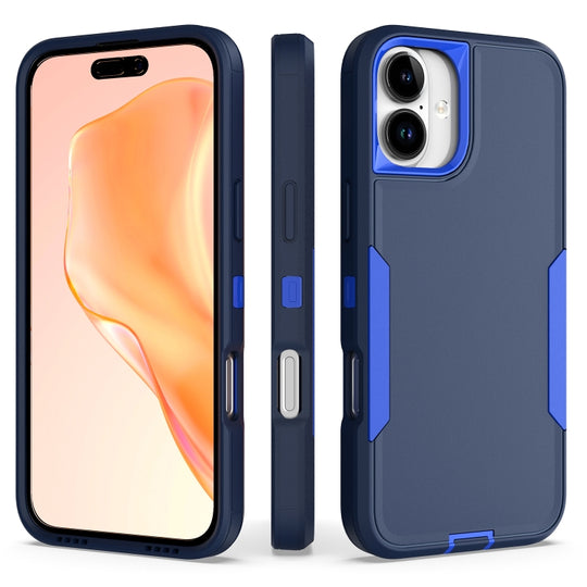 For iPhone 16 Plus 2 in 1 PC Hybrid TPU Phone Case(Royal Blue+Dark Blue)